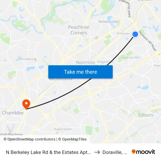 N Berkeley Lake Rd & the Estates Apts Ib to Doraville, GA map