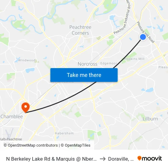 N Berkeley Lake Rd & Marquis @ Nberkeley to Doraville, GA map
