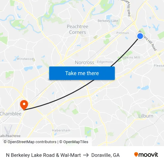 N Berkeley Lake Road & Wal-Mart to Doraville, GA map
