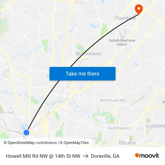 Howell Mill Rd NW @ 14th St NW to Doraville, GA map