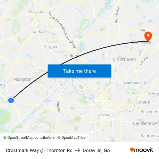 Crestmark Way @ Thornton Rd to Doraville, GA map