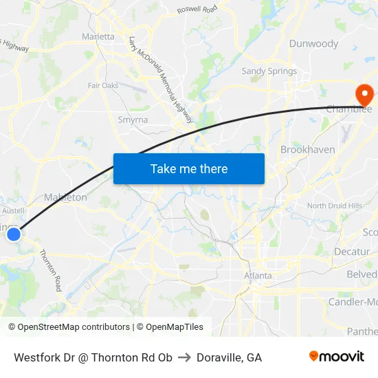 Westfork Dr @ Thornton Rd Ob to Doraville, GA map