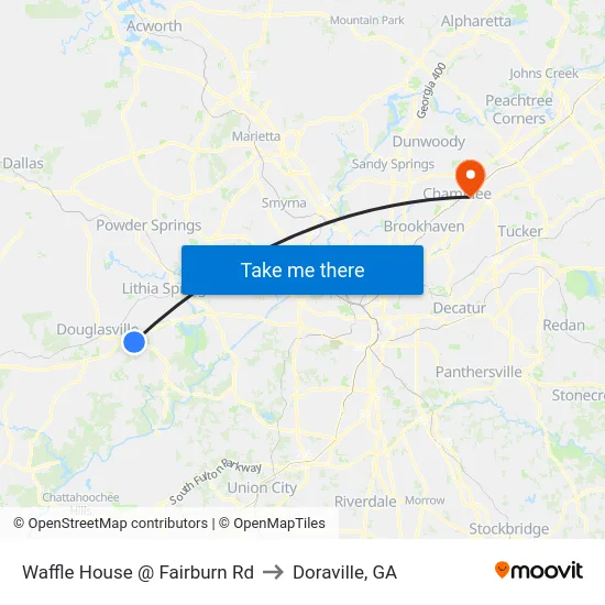 Waffle House @ Fairburn Rd to Doraville, GA map