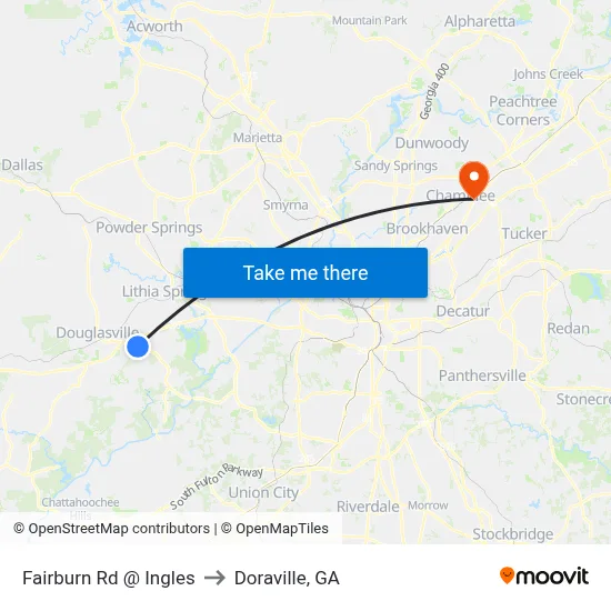 Fairburn Rd @ Ingles to Doraville, GA map