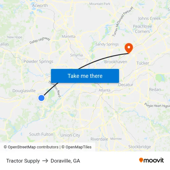 Tractor Supply to Doraville, GA map