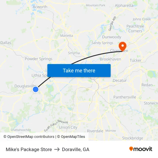 Mike's Package Store to Doraville, GA map
