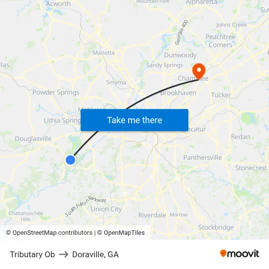 Tributary Ob to Doraville, GA map