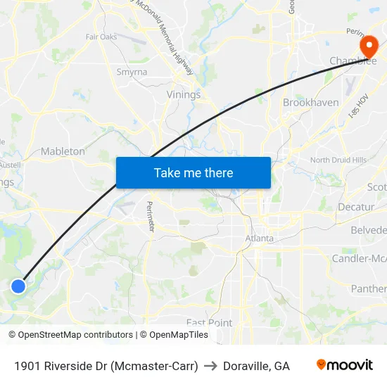 1901 Riverside Dr (Mcmaster-Carr) to Doraville, GA map