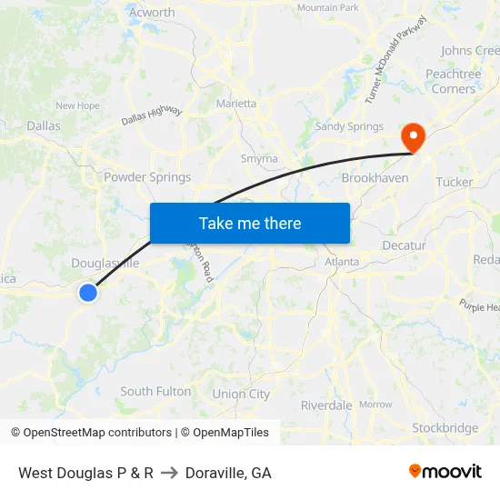 West Douglas P & R to Doraville, GA map