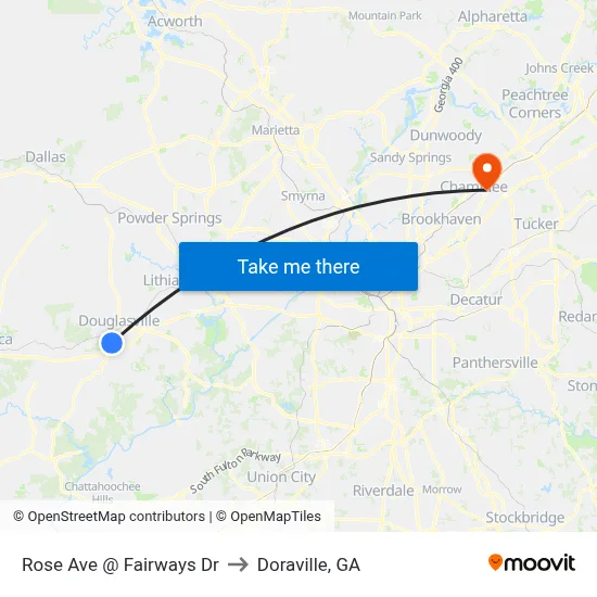 Rose Ave @ Fairways Dr to Doraville, GA map