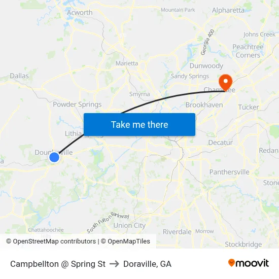 Campbellton @ Spring St to Doraville, GA map