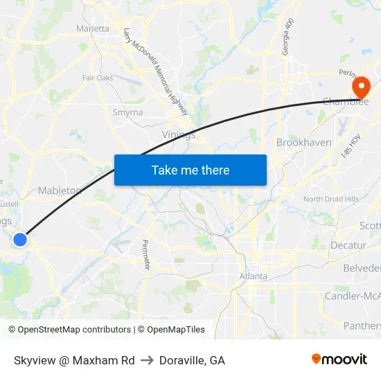Skyview @ Maxham Rd to Doraville, GA map