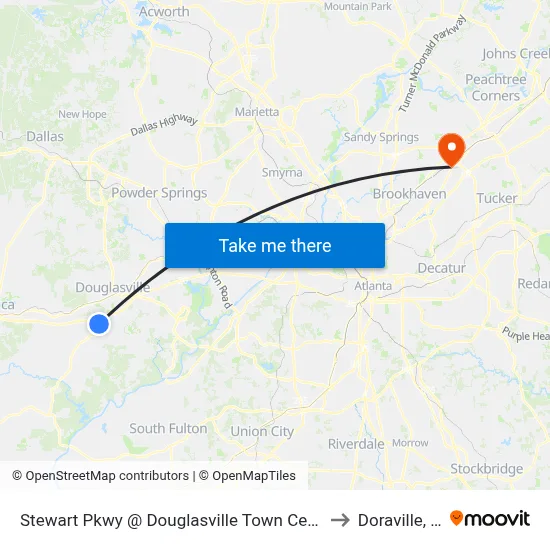 Stewart Pkwy @ Douglasville Town Center Ob to Doraville, GA map