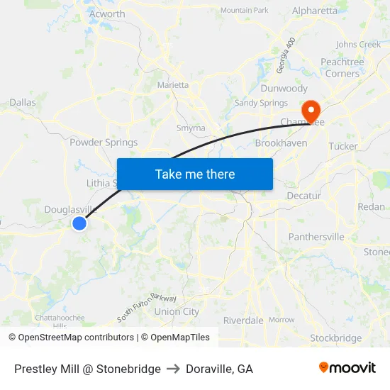 Prestley Mill @ Stonebridge to Doraville, GA map