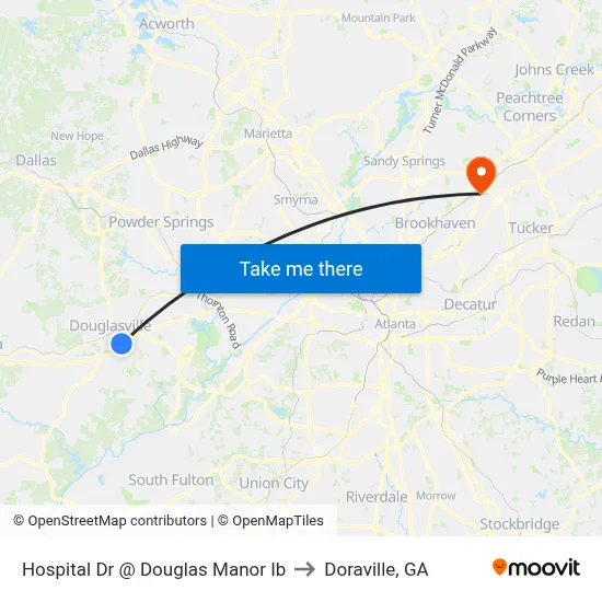 Hospital Dr @ Douglas Manor Ib to Doraville, GA map