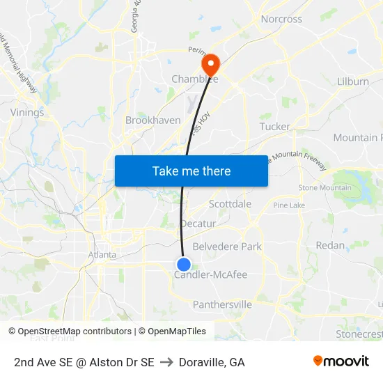 2nd Ave SE @ Alston Dr SE to Doraville, GA map