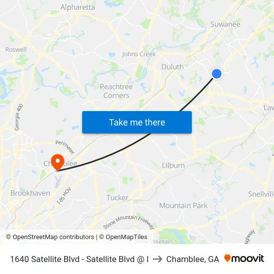 1640 Satellite Blvd - Satellite Blvd @ I to Chamblee, GA map
