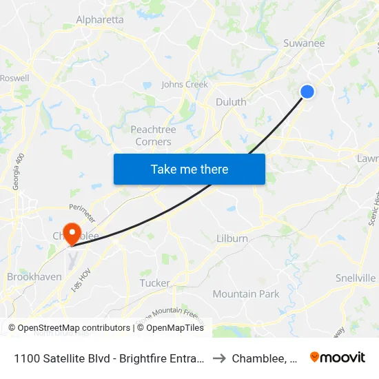 1100 Satellite Blvd - Brightfire Entranc to Chamblee, GA map