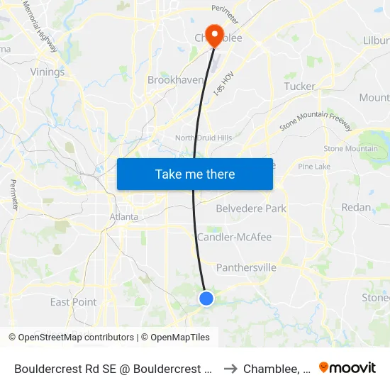 Bouldercrest Rd SE @ Bouldercrest Ln SE to Chamblee, GA map