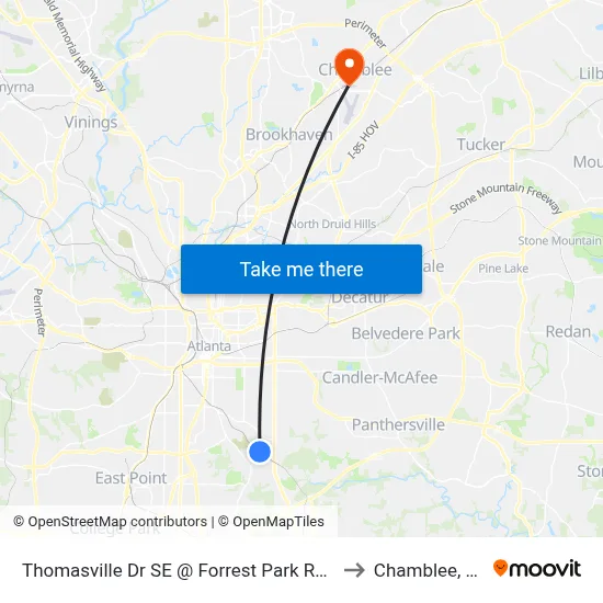 Thomasville Dr SE @ Forrest Park Rd SE to Chamblee, GA map