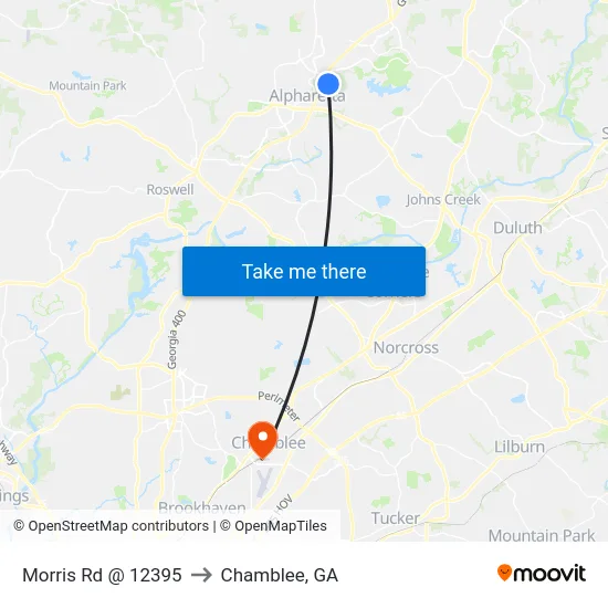 Morris Rd @ 12395 to Chamblee, GA map