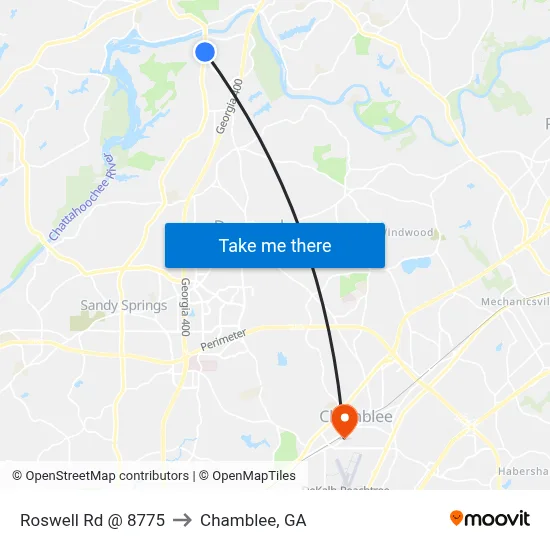 Roswell Rd @ 8775 to Chamblee, GA map