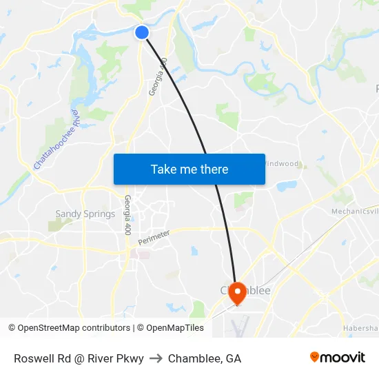 Roswell Rd @ River Pkwy to Chamblee, GA map