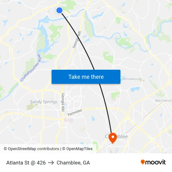 Atlanta St @ 426 to Chamblee, GA map