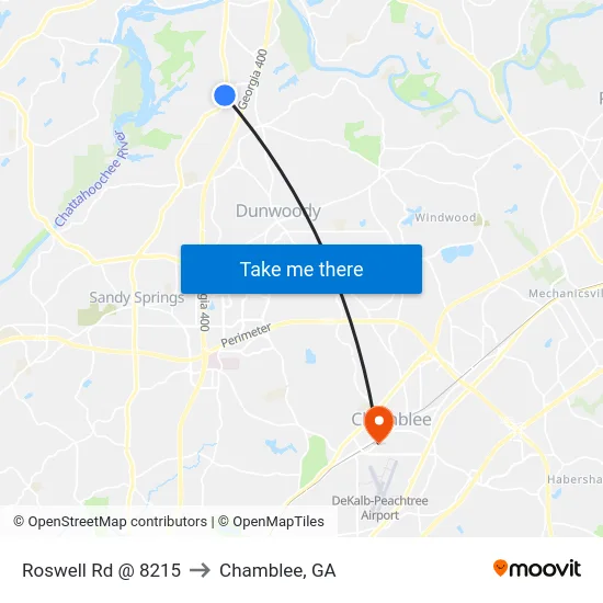 Roswell Rd @ 8215 to Chamblee, GA map