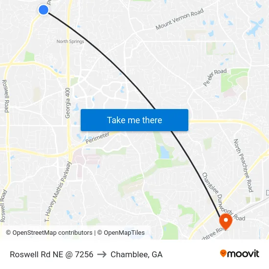 Roswell Rd NE @ 7256 to Chamblee, GA map