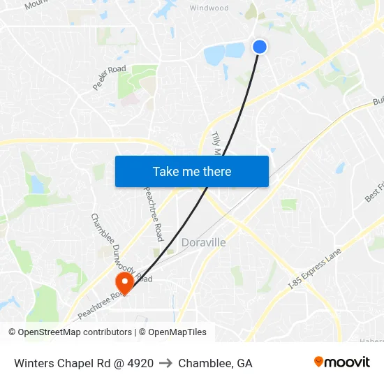 Winters Chapel Rd @ 4920 to Chamblee, GA map