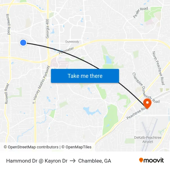 Hammond Dr @ Kayron Dr to Chamblee, GA map