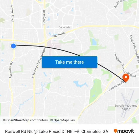 Roswell Rd NE @ Lake Placid Dr NE to Chamblee, GA map
