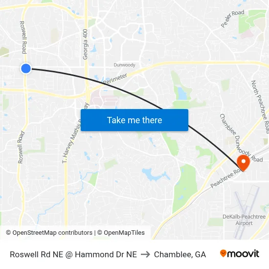 Roswell Rd NE @ Hammond Dr NE to Chamblee, GA map