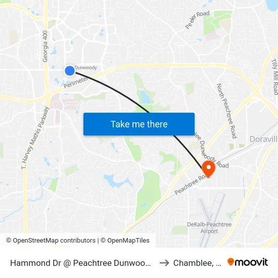Hammond Dr @ Peachtree Dunwoody Rd to Chamblee, GA map