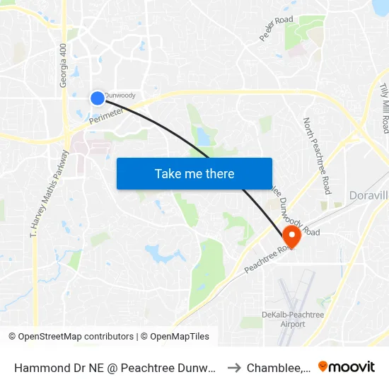 Hammond Dr NE @ Peachtree Dunwoody Rd to Chamblee, GA map