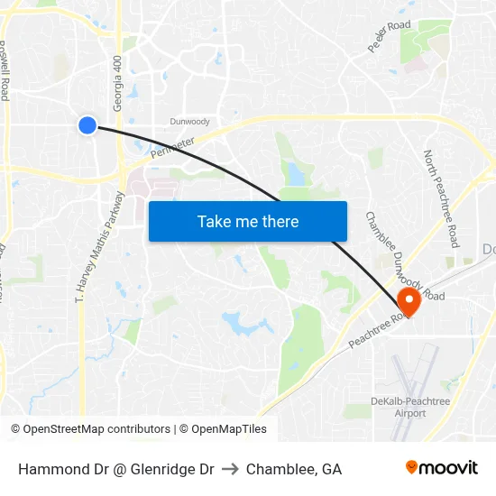 Hammond Dr @ Glenridge Dr to Chamblee, GA map