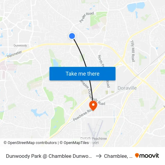Dunwoody Park @ Chamblee Dunwoody Rd to Chamblee, GA map