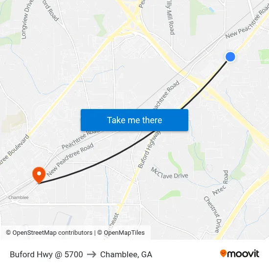 Buford Hwy @ 5700 to Chamblee, GA map