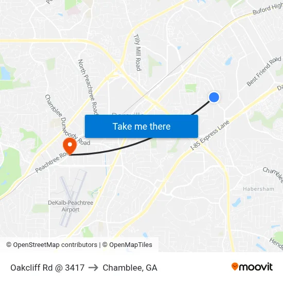 Oakcliff Rd @ 3417 to Chamblee, GA map