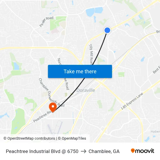 Peachtree Industrial Blvd @ 6750 to Chamblee, GA map