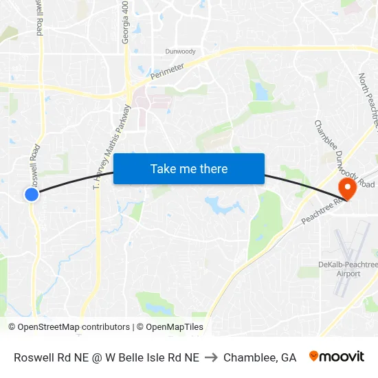 Roswell Rd NE @ W Belle Isle Rd NE to Chamblee, GA map