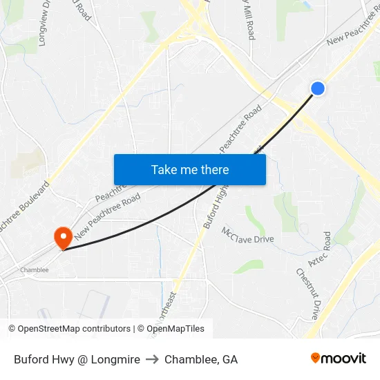 Buford Hwy @ Longmire to Chamblee, GA map