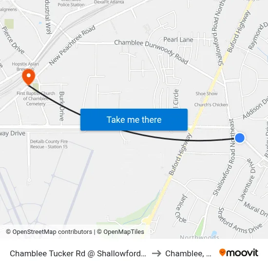 Chamblee Tucker Rd @ Shallowford Rd to Chamblee, GA map