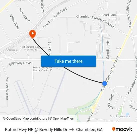 Buford Hwy NE @ Beverly Hills Dr to Chamblee, GA map