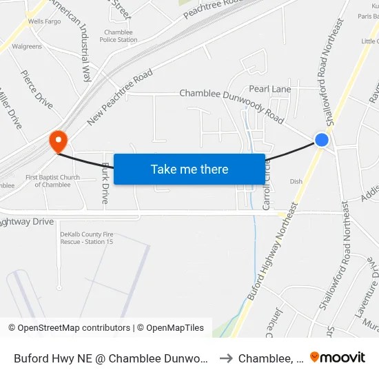 Buford Hwy NE @ Chamblee Dunwoody Rd to Chamblee, GA map