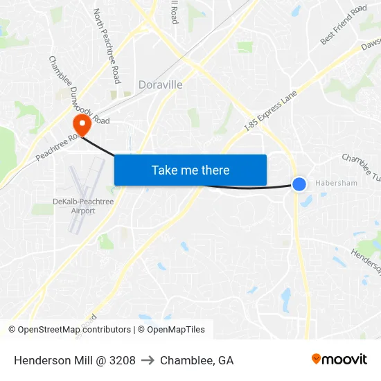 Henderson Mill @ 3208 to Chamblee, GA map
