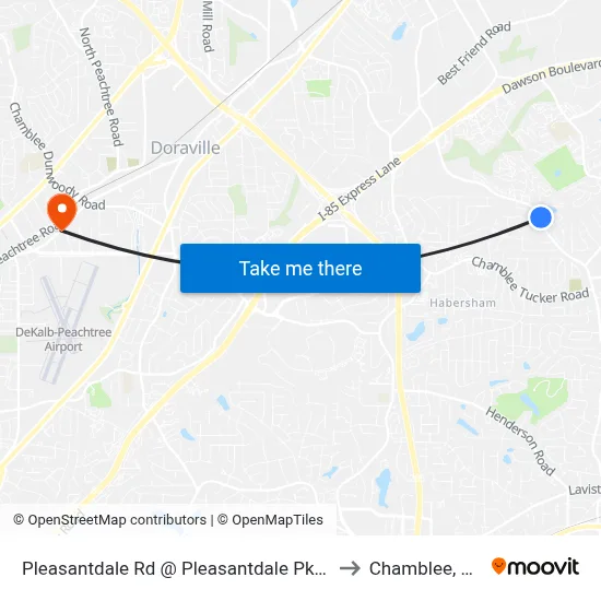 Pleasantdale Rd @ Pleasantdale Pkwy to Chamblee, GA map