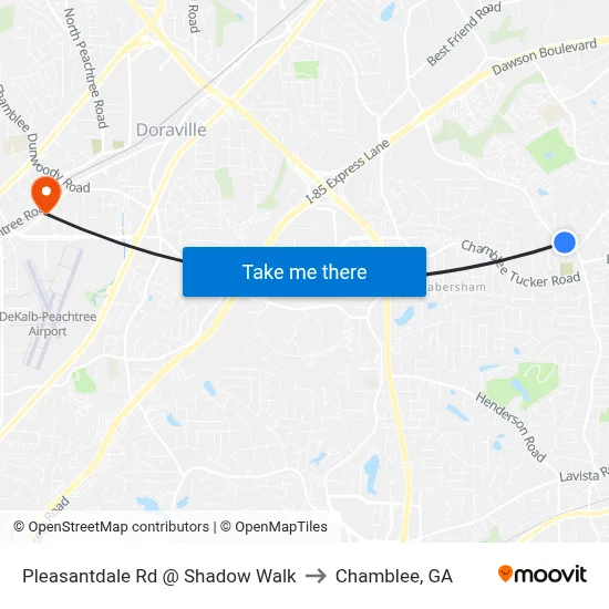Pleasantdale Rd @ Shadow Walk to Chamblee, GA map