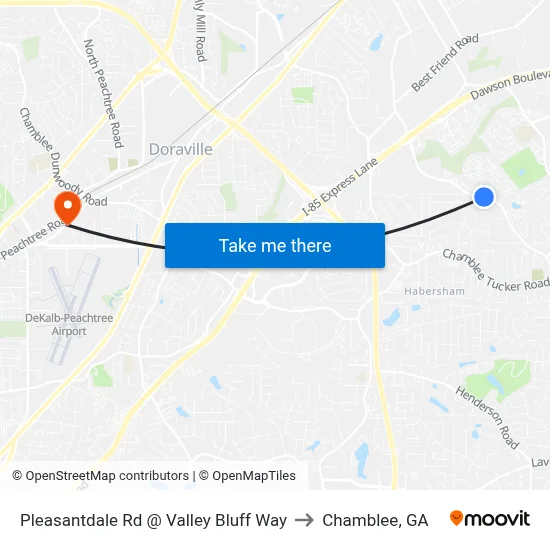 Pleasantdale Rd @ Valley Bluff Way to Chamblee, GA map